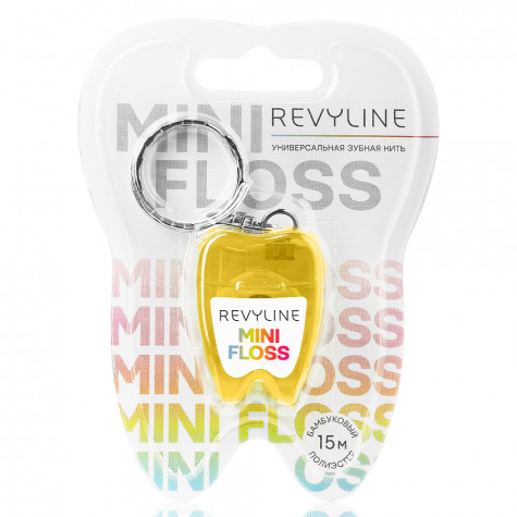 Зубная нить вощеная Revyline floss mini, полиэстер с бамбуковым углем, 15 м, желтая